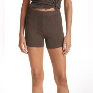 NWT Cotton Citizen Ibiza Ribbed Biker Short in Espresso Brown Size XS